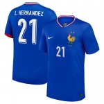 Günstige Fußballtrikots Frankreich L. Hernandez 21 Heimtrikot EURO 2024 Kurzarm